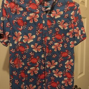 Vineyard Vines Blue and Red Crab Print Boy's Shirt